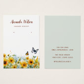 Carte moderne élégante d'oreille de tournesol (Devant & derrière)