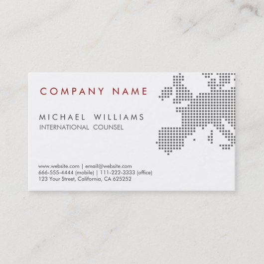 CARTE MODERNE ÉLÉGANTE EUROPE INTERNATIONALE BLANC (Devant)