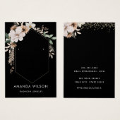 Carte moderne élégante florale noir d'oreille (Devant & derrière)