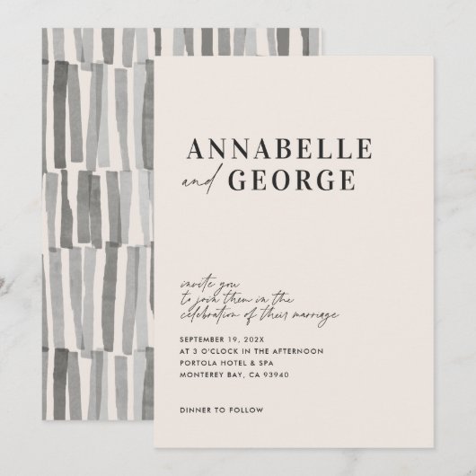 Carte Moderne élégante typographie minimale noir et blan (Devant / Derrière)