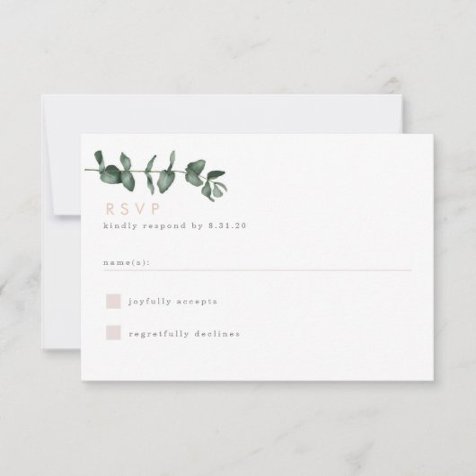 Carte moderne Eucalyptus Green RSVP (Devant)