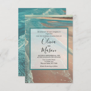 Carte moderne Fade Tropical Beach Sea Mariage Card