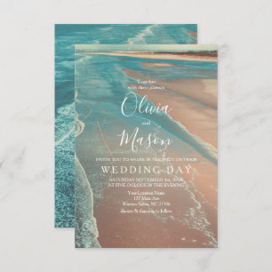 Carte moderne Fade Tropical Beach Sea Mariage Card