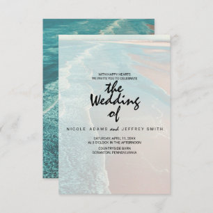 Carte moderne Fade Tropical Beach Sea Mariage Card