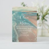 Carte moderne Fade Tropical Beach Sea Mariage Card (Debout devant)