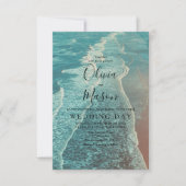 Carte moderne Fade Tropical Beach Sea Mariage Card (Devant)