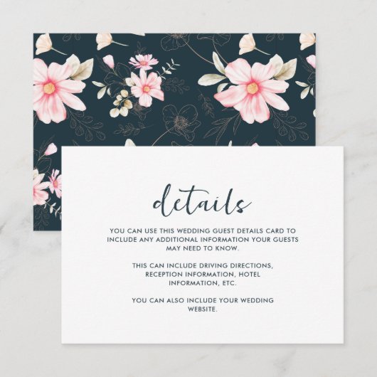 Carte Moderne Fleur sauvage Mariage Détails de l'invité (Devant / Derrière)