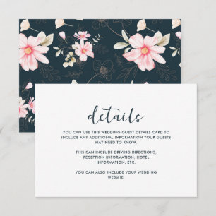 Carte Moderne Fleur sauvage Mariage Détails de l'invité