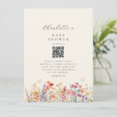 Carte Moderne, Fleur sauvage, QR Code, Baby shower, (Debout devant)