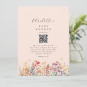 Carte Moderne, Fleur sauvage, QR Code, Baby shower, (Debout devant)