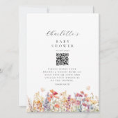 Carte Moderne, Fleur sauvage, QR Code, Baby shower, (Devant)