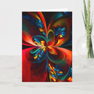 Carte Moderne Floral Abstrait Art Orange Bleu Motif #14