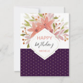 Carte Moderne Floral Boho Fard à Joues Violet (Devant)