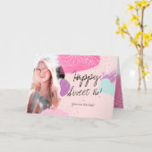 Carte Moderne floral chic heureux anniversaire photo dou (Fleur jaune)