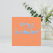 Carte Moderne Fresh Orange et Bleu "Happy Graduation" (Debout devant)
