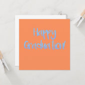 Carte Moderne Fresh Orange et Bleu "Happy Graduation" (Devant/Arrière en situation)