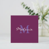 Carte moderne fuchsia rose et lilas violet avec mo (Debout devant)