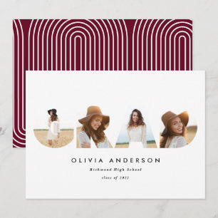 Carte Moderne géométrique bordeaux multi photo graduatio
