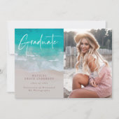 Carte Moderne graduation photo plage de l'océan script m (Devant)