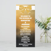 Carte moderne Gras Black Gold Bow Wedding Programm (Debout devant)