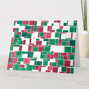 Carte Moderne Gras Rouge et Vert Noël Mondrian