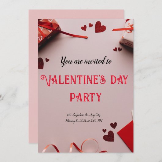 Carte moderne Heureuse Sainte-Valentin rouge (Devant / Derrière)