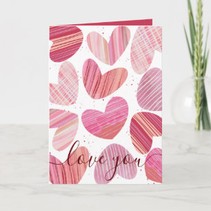Carte Moderne I Love You Valentines Pink Hearts Card