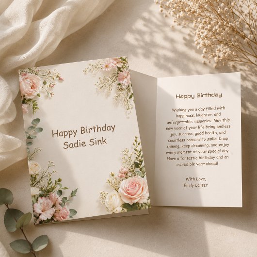 Carte Moderne Joyeux Anniversaire Fleur Stylee