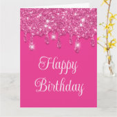 Carte Moderne Joyeux Anniversaire Paillettes Gouttes Ros (Fleur jaune)