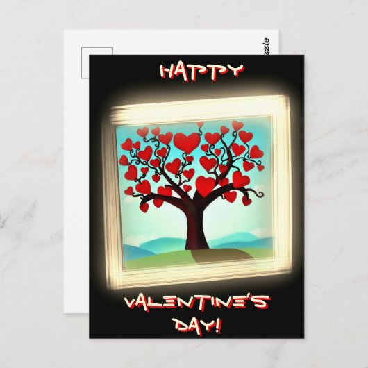 Carte moderne - Love Tree - Saint Valentin (Devant / Derrière)