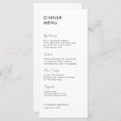 Carte moderne manuscrite noir et blanc pour dîner (Devant / Derrière)