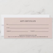 Carte Moderne Mauve Moon Phases Élégant certificat cadea (Dos)