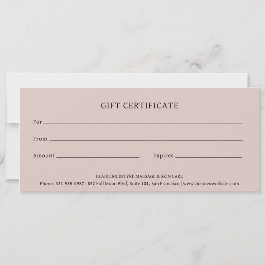 Carte Moderne Mauve Moon Phases Élégant certificat cadea (Dos)