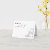 Carte Moderne minimaliste Joyeux Joyeux Reindeer (Fleur jaune)