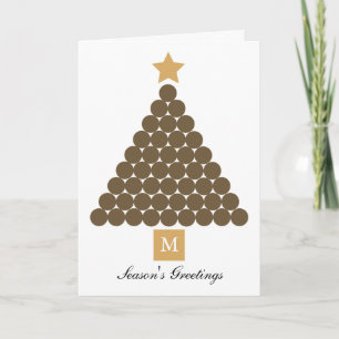 Carte moderne Monogramme Arbre de Noël - Chocolat