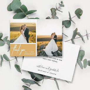 Carte Moderne moutarde Jaune Photo Collage Merci