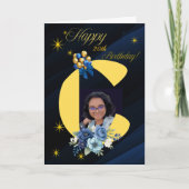 Carte Moderne Navy & Or Initiale "C" Photo 20e Anniversa (Devant)