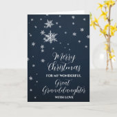 Carte Moderne neige Grande petite-fille Joyeux Noël (Fleur jaune)