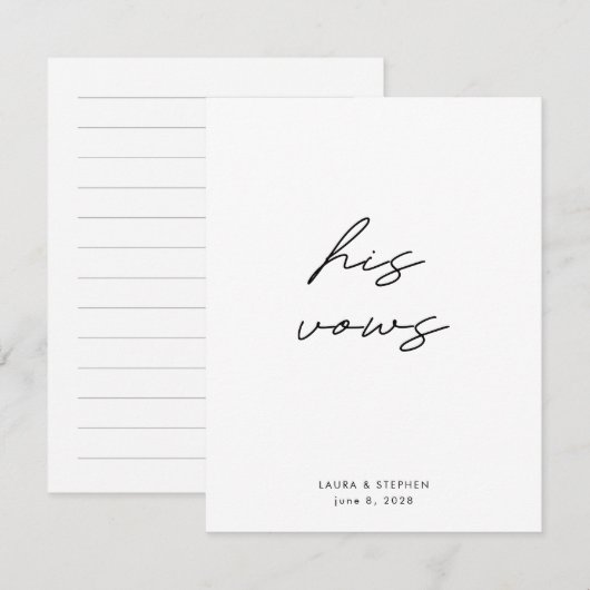 Carte Moderne Noir Blanc Calligraphie Mariage Ses Vaches (Devant / Derrière)