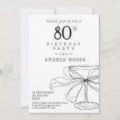 Carte moderne noir et blanc 80e anniversaire (Devant)