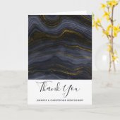 Carte Moderne Noir & Or Agate Pierre Mariage Merci (Fleur jaune)