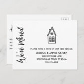 Carte moderne "Nous avons bougé" avec dessin de la (Devant / Derrière)