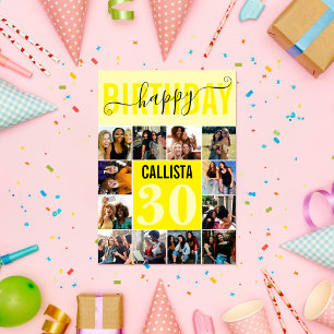 Carte Moderne Personnalisé Neon Pastel Jaune 12 Photo An