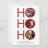Carte moderne Plaid Red Ho Ho Ho 3 Photo Holiday C (Devant)