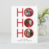 Carte moderne Plaid Red Ho Ho Ho 3 Photo Holiday C (Debout devant)