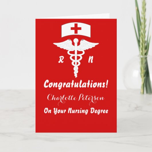 Carte Moderne Red & White Nurse Graduation Félicitations (Devant)