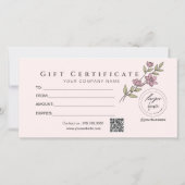 Carte Moderne Rose Floral Ajouter Logo Certificat cadeau (Dos)