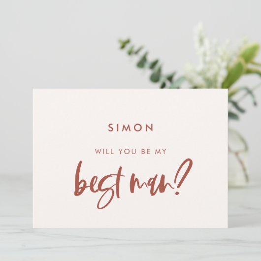 Carte moderne rose neige pour témoin de mariage (Debout devant)