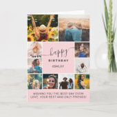 Carte Moderne rose simple anniversaire 10 photo collage  (Devant)