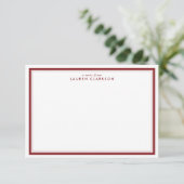 Carte moderne rouge et rose double cadre Note (Debout devant)